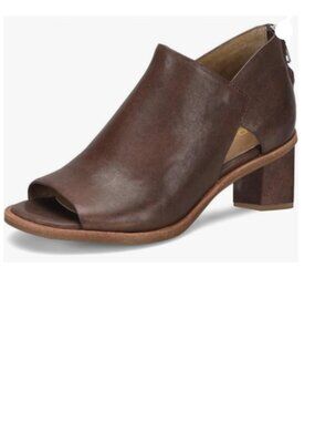 YDN Saddle Brown Peep Toe Low Block Heels Back Zipper Sandal Ankle Boots